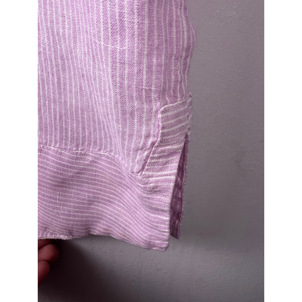 J.Jill Love Linen Pink Stripe Tunic Top Women Large 100% Linen 3/4 Sleeve - Picture 5 of 7
